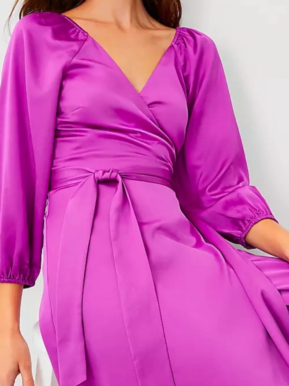 NEW Ann Taylor Satin Wrap Dress Elegant Purple Wrap Dress Size 8 women’s - Picture 7 of 7